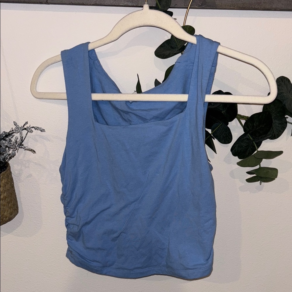 Garage Blue Sleeveless Fitted Crop Tank
